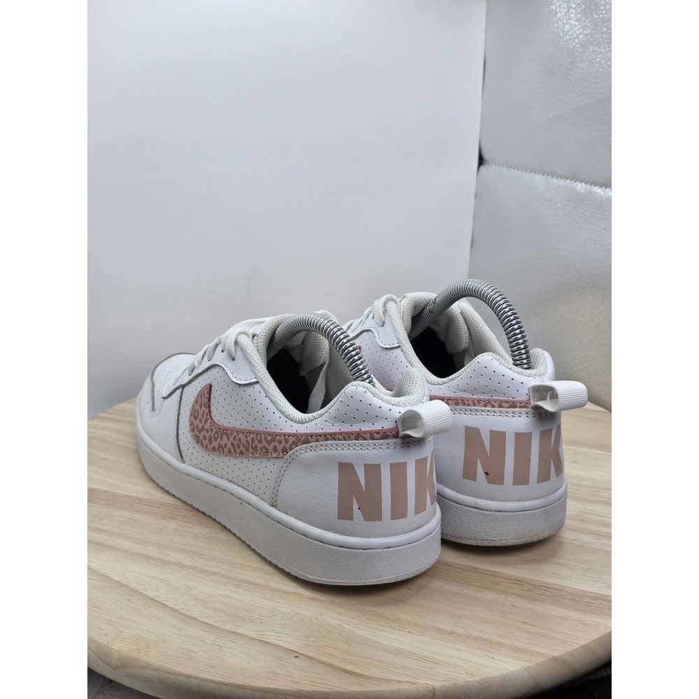 Womens Size 7.5 - White Nike Court Borough Low with pink leopard Swoosh Sneakers - Picture 7 of 9